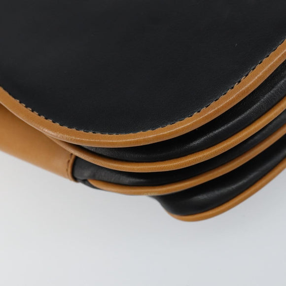 CELINE Shoulder Bag Leather Black Gold Auth gh1499