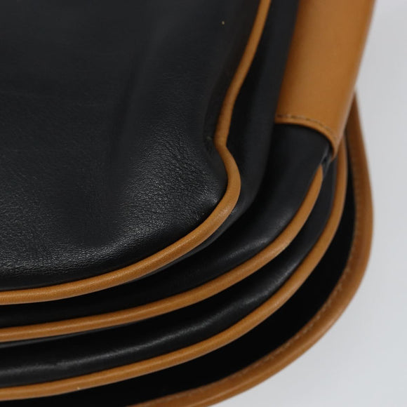 CELINE Shoulder Bag Leather Black Gold Auth gh1499