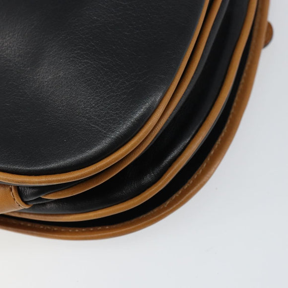 CELINE Shoulder Bag Leather Black Gold Auth gh1499