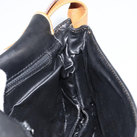 CELINE Shoulder Bag Leather Black Gold Auth gh1499