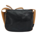 CELINE Shoulder Bag Leather Black Gold Auth gh1499-2
