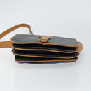 CELINE Shoulder Bag Leather Black Gold Auth gh1499-5