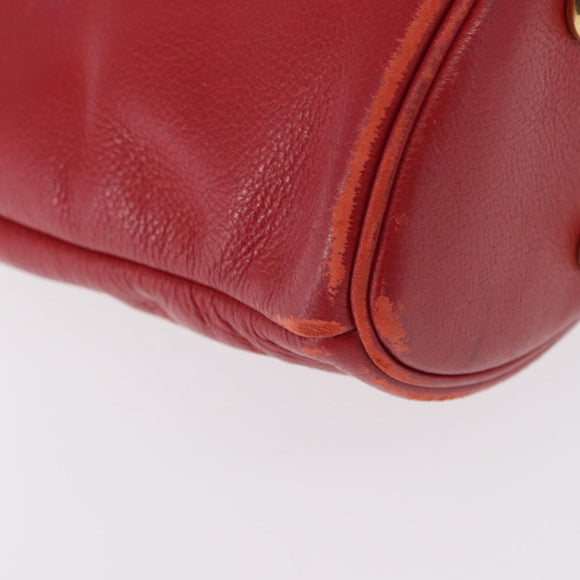 SAINT LAURENT Shoulder Bag Leather Red Gold Auth gh1500