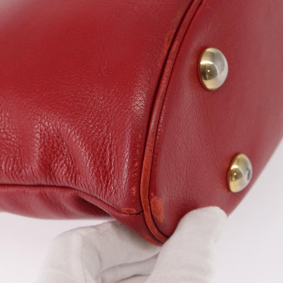 SAINT LAURENT Shoulder Bag Leather Red Gold Auth gh1500