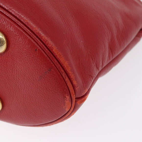 SAINT LAURENT Shoulder Bag Leather Red Gold Auth gh1500