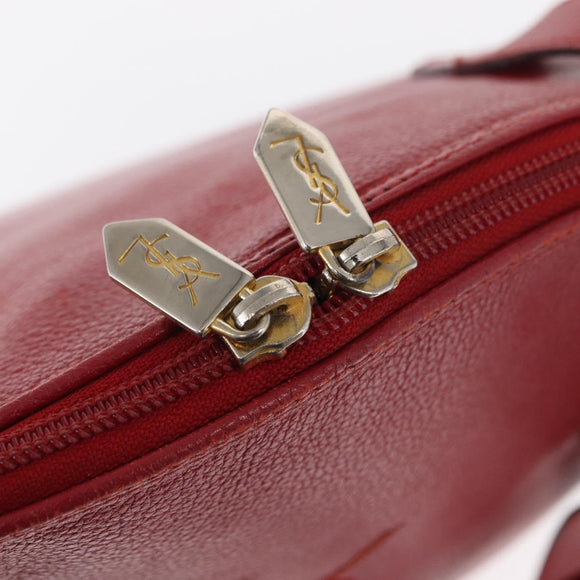 SAINT LAURENT Shoulder Bag Leather Red Gold Auth gh1500