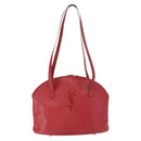 SAINT LAURENT Shoulder Bag Leather Red Gold Auth gh1500-13