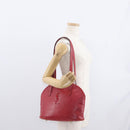 SAINT LAURENT Shoulder Bag Leather Red Gold Auth gh1500-22