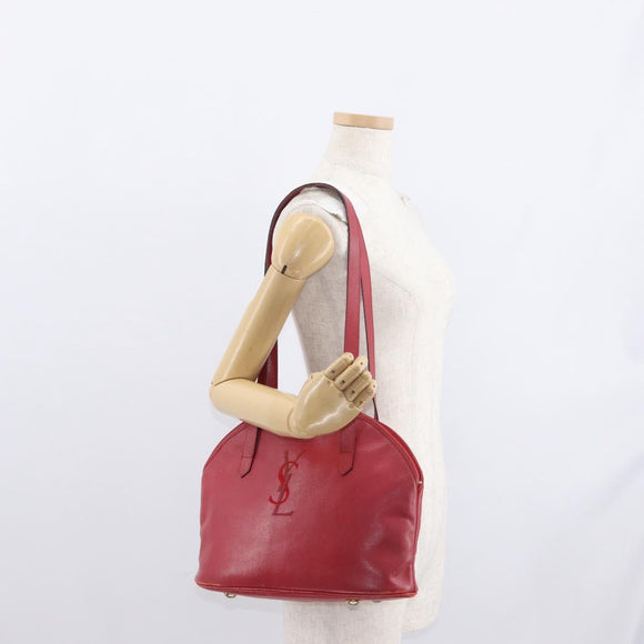 SAINT LAURENT Shoulder Bag Leather Red Gold Auth gh1500