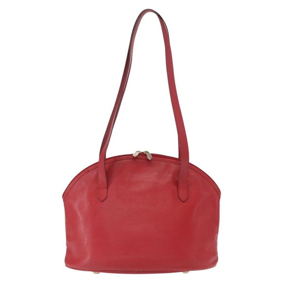 SAINT LAURENT Shoulder Bag Leather Red Gold Auth gh1500