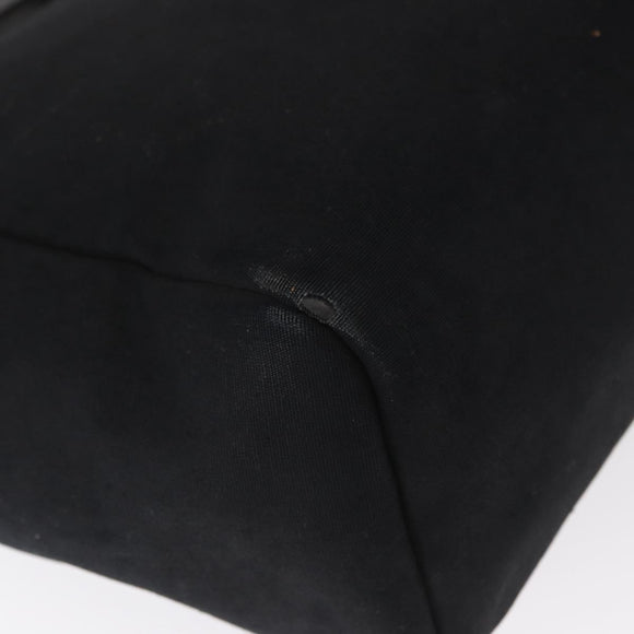 HERMES Herbag MM Hand Bag Canvas Leather Black Silver Auth gh1501