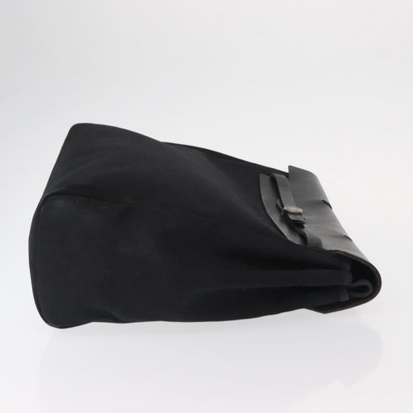 HERMES Herbag MM Handtasche Canvas Leder Schwarz Silber Auth gh1501