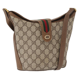 GUCCI GG Supreme Web Sherry Line Bag PVC Beige Gold 904 02 081 Auth gh1504