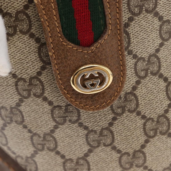 GUCCI GG Supreme Web Sherry Line Bag PVC Beige Gold 904 02 081 Auth gh1504