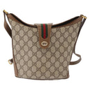 GUCCI GG Supreme Web Sherry Line Bag PVC Beige Gold 904 02 081 Auth gh1504-2