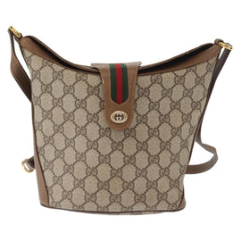 GUCCI GG Supreme Web Sherry Line Bag PVC Beige Gold 904 02 081 Auth gh1504 - 0