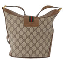 GUCCI GG Supreme Web Sherry Line Bag PVC Beige Gold 904 02 081 Auth gh1504-3