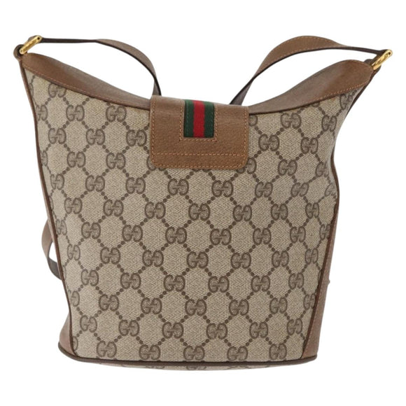 GUCCI GG Supreme Web Sherry Line Bag PVC Beige Gold 904 02 081 Auth gh1504