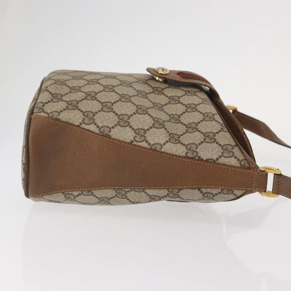 GUCCI GG Supreme Web Sherry Line Bag PVC Beige Gold 904 02 081 Auth gh1504