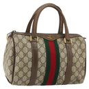 GUCCI GG Supreme Web Sherry Line Boston Bag PVC Beige Gold 40 02 006 Auth gh1505-1