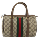 GUCCI GG Supreme Web Sherry Line Boston Bag PVC Beige Gold 40 02 006 Auth gh1505-2