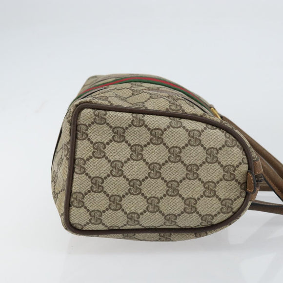GUCCI GG Supreme Web Sherry Line Boston Bag PVC Beige Gold 40 02 006 Auth gh1505
