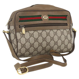 GUCCI GG Supreme Web Sherry Line Bag PVC Beige Gold 56 02 087 Auth gh1506
