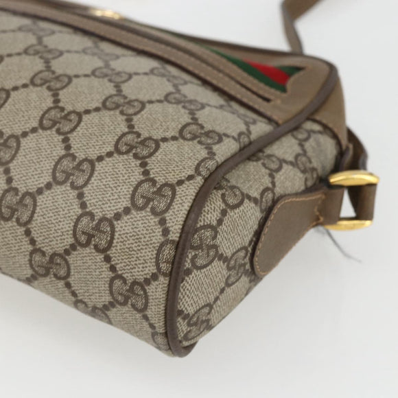 GUCCI GG Supreme Web Sherry Line Bag PVC Beige Gold 56 02 087 Auth gh1506