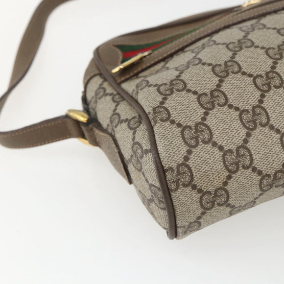GUCCI GG Supreme Web Sherry Line Bag PVC Beige Gold 56 02 087 Auth gh1506