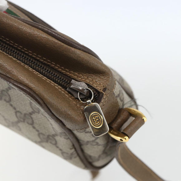 GUCCI GG Supreme Web Sherry Line Bag PVC Beige Gold 56 02 087 Auth gh1506