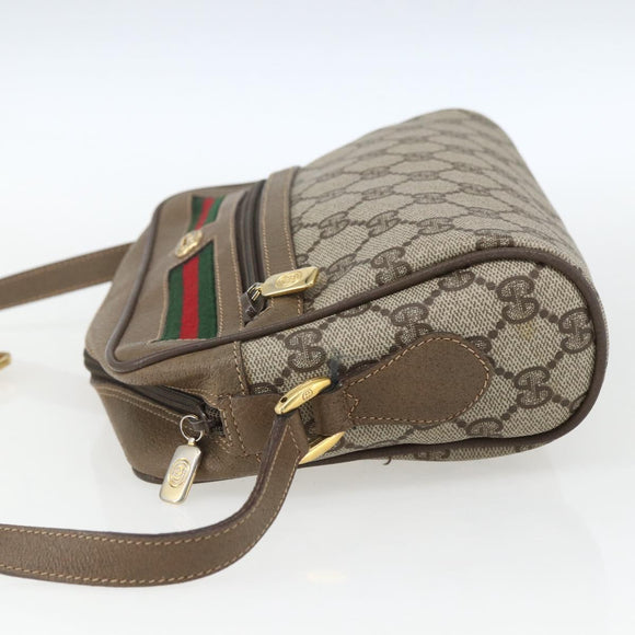 GUCCI GG Supreme Web Sherry Line Bag PVC Beige Gold 56 02 087 Auth gh1506