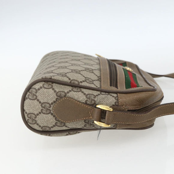 GUCCI GG Supreme Web Sherry Line Bag PVC Beige Gold 56 02 087 Auth gh1506
