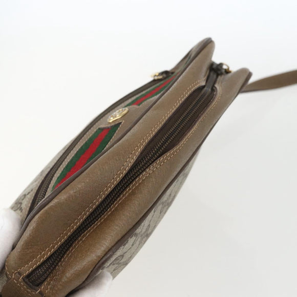 GUCCI GG Supreme Web Sherry Line Bag PVC Beige Gold 56 02 087 Auth gh1506