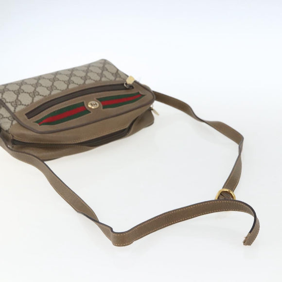 GUCCI GG Supreme Web Sherry Line Bag PVC Beige Gold 56 02 087 Auth gh1506