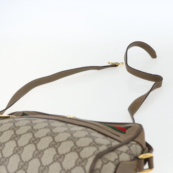 GUCCI GG Supreme Web Sherry Line Bag PVC Beige Gold 56 02 087 Auth gh1506