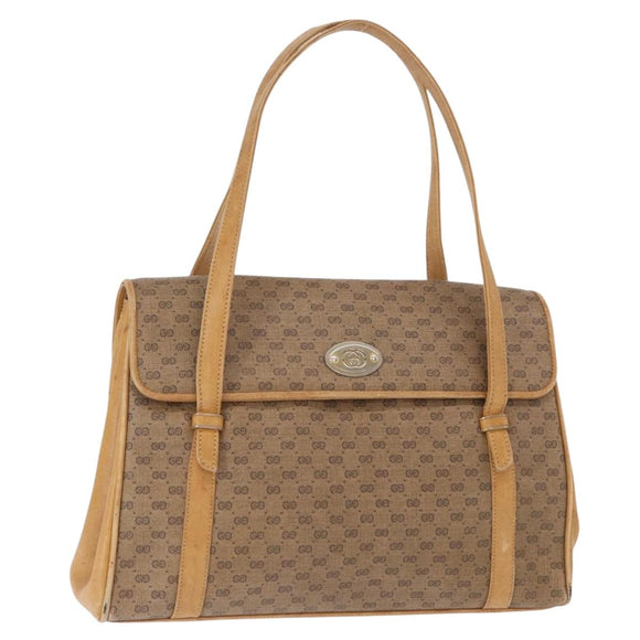 GUCCI Micro GG Supreme Hand Bag PVC Beige Gold 000 46 4857 Auth gh1508