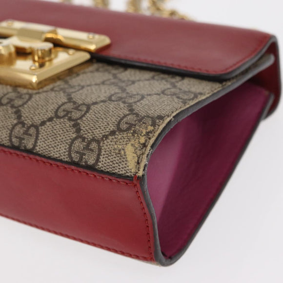 GUCCI GG Supreme Chain Shoulder Bag PVC Beige Gold 409487 Auth gh1509