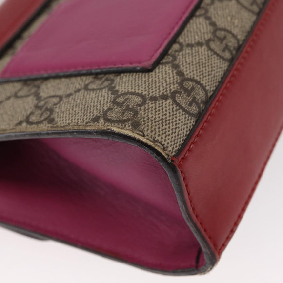 GUCCI GG Supreme Chain Shoulder Bag PVC Beige Gold 409487 Auth gh1509