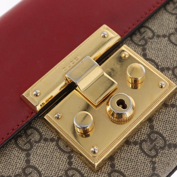 GUCCI GG Supreme Chain Shoulder Bag PVC Beige Gold 409487 Auth gh1509