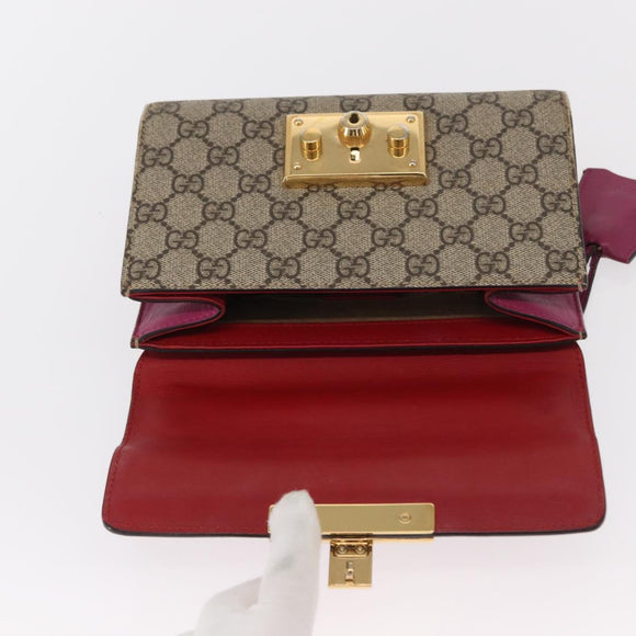 GUCCI GG Supreme Chain Shoulder Bag PVC Beige Gold 409487 Auth gh1509