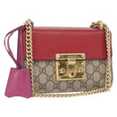 GUCCI GG Supreme Chain Shoulder Bag PVC Beige Gold 409487 Auth gh1509-1