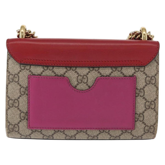 GUCCI GG Supreme Chain Shoulder Bag PVC Beige Gold 409487 Auth gh1509