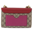 GUCCI GG Supreme Chain Shoulder Bag PVC Beige Gold 409487 Auth gh1509-2