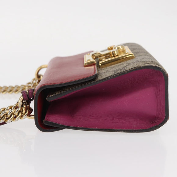 GUCCI GG Supreme Chain Shoulder Bag PVC Beige Gold 409487 Auth gh1509