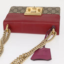 GUCCI GG Supreme Chain Shoulder Bag PVC Beige Gold 409487 Auth gh1509-6