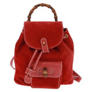 GUCCI Bamboo Backpack Suede Red Gold 003 1998 0030 Auth gh1510-13