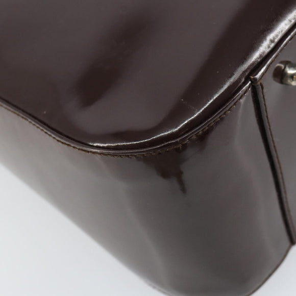 GUCCI Hand Bag Enamel Brown Silver 000 1013 0504 Auth gh1513