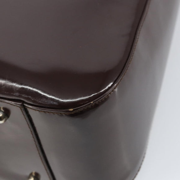 GUCCI Hand Bag Enamel Brown Silver 000 1013 0504 Auth gh1513