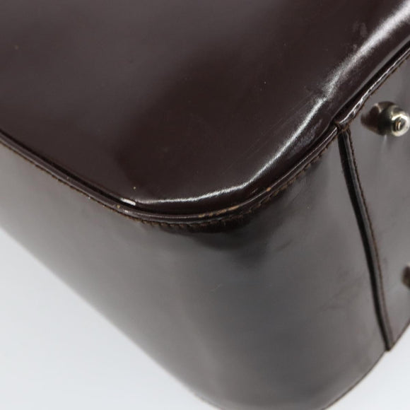 GUCCI Hand Bag Enamel Brown Silver 000 1013 0504 Auth gh1513