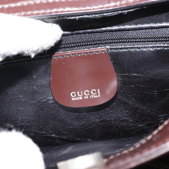 GUCCI Hand Bag Enamel Brown Silver 000 1013 0504 Auth gh1513